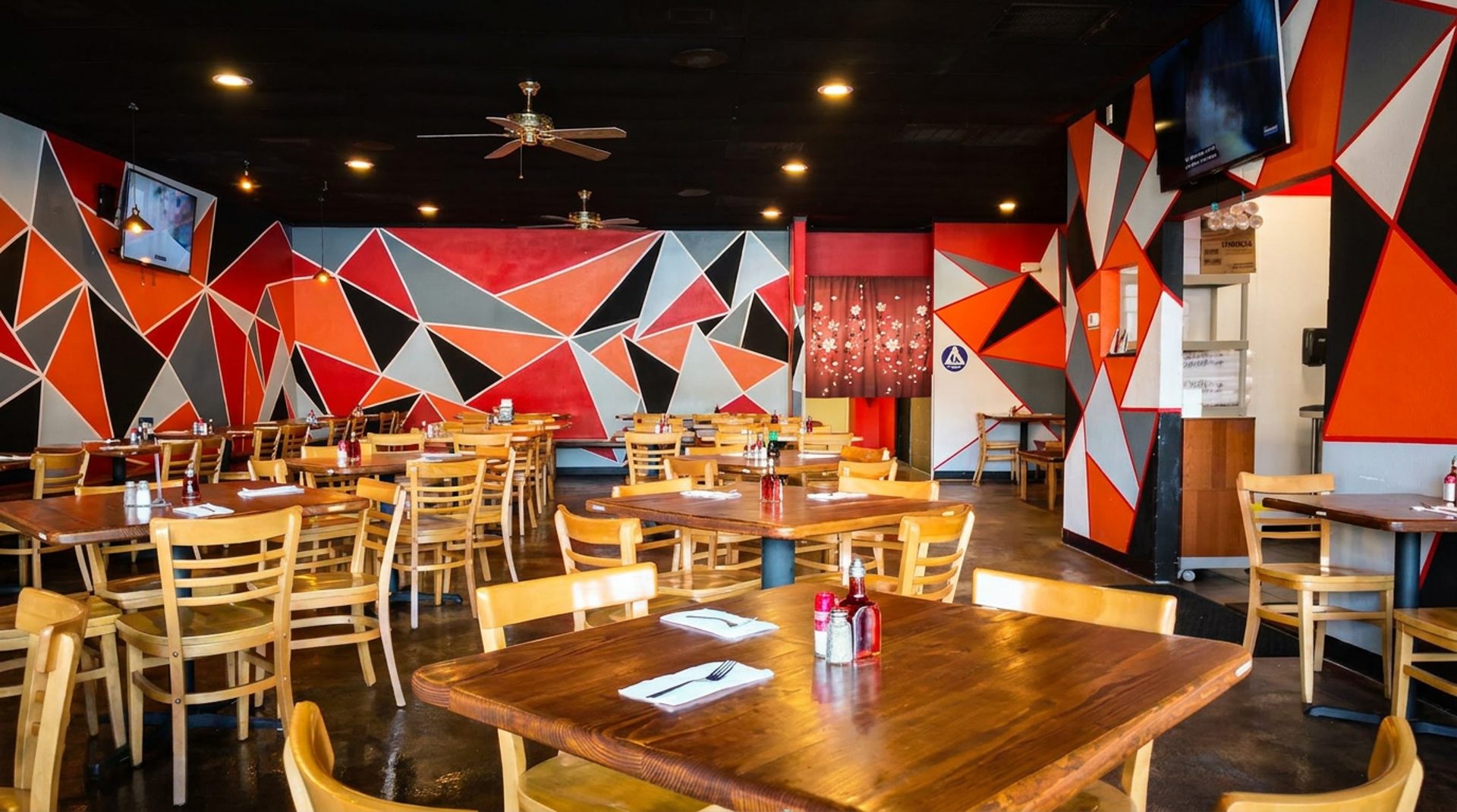 The room with the mural walls